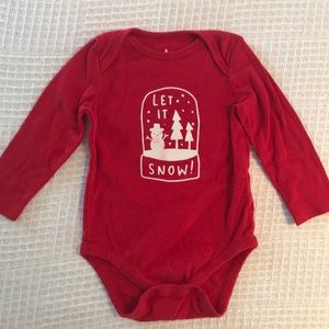 Red Winter Logo Long Sleeve Bodysuit 18-24 mos